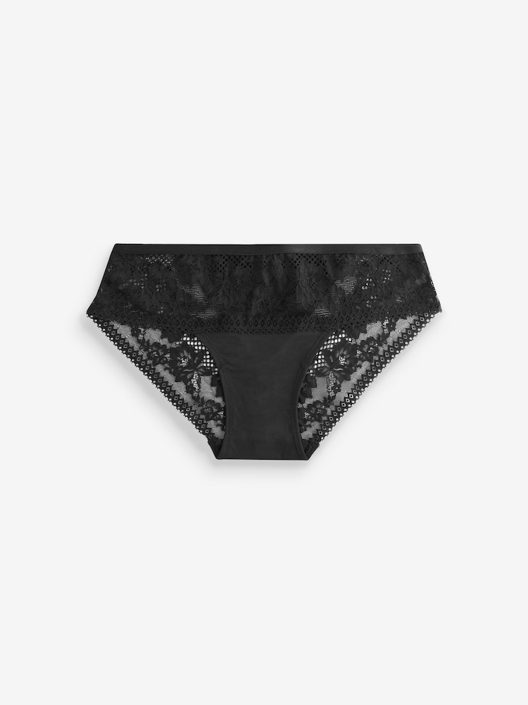 Black Brazilian Microfibre And Lace Knickers - Image 6 of 6
