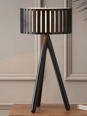 Pacific Black Rabanne Slatted Wood Tripod Table Lamp - Image 1 of 6