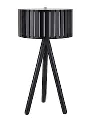 Pacific Black Rabanne Slatted Wood Tripod Table Lamp - Image 4 of 6