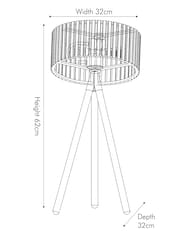 Pacific Black Rabanne Slatted Wood Tripod Table Lamp - Image 6 of 6
