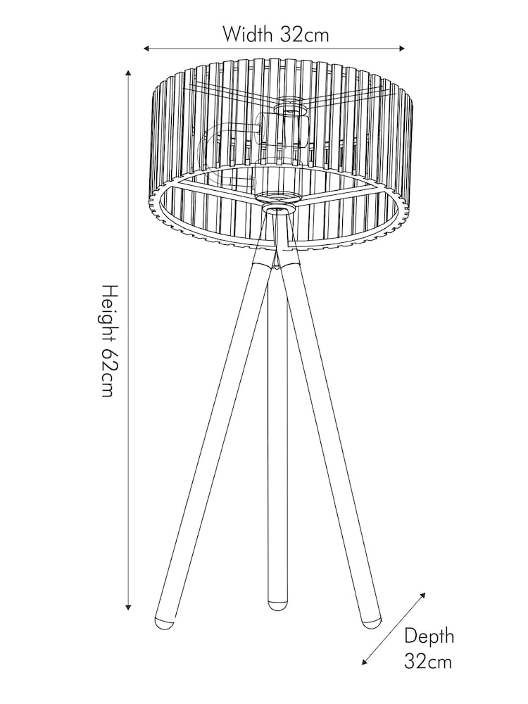 Pacific Black Rabanne Slatted Wood Tripod Table Lamp - Image 6 of 6