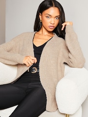 Lipsy Oatmeal Petite Mixed Cable Knit Cardigan - Image 4 of 4