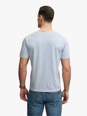 SUPERDRY Blue Classic Cotton Linen V-Neckline T-Shirt - Image 2 of 7
