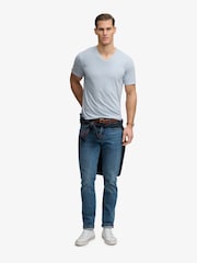 SUPERDRY Blue Classic Cotton Linen V-Neckline T-Shirt - Image 3 of 7