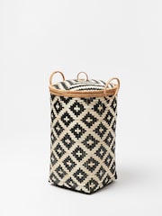 Oliver Bonas Black Woven Laundry Basket - Image 1 of 4