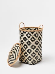Oliver Bonas Black Woven Laundry Basket - Image 2 of 4