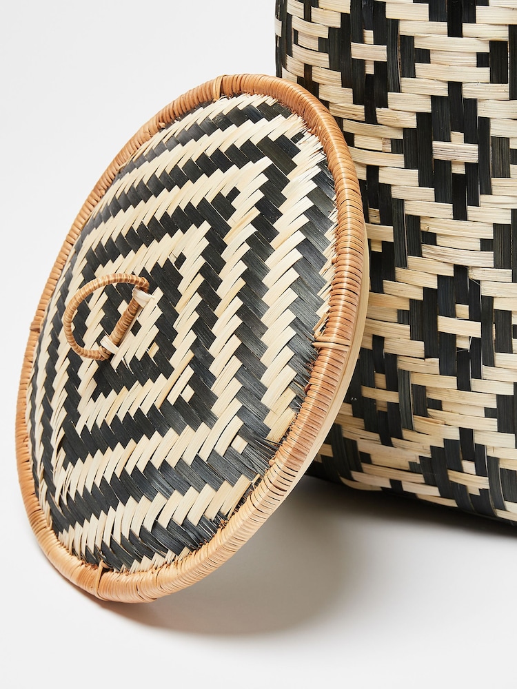 Oliver Bonas Black Woven Laundry Basket - Image 4 of 4