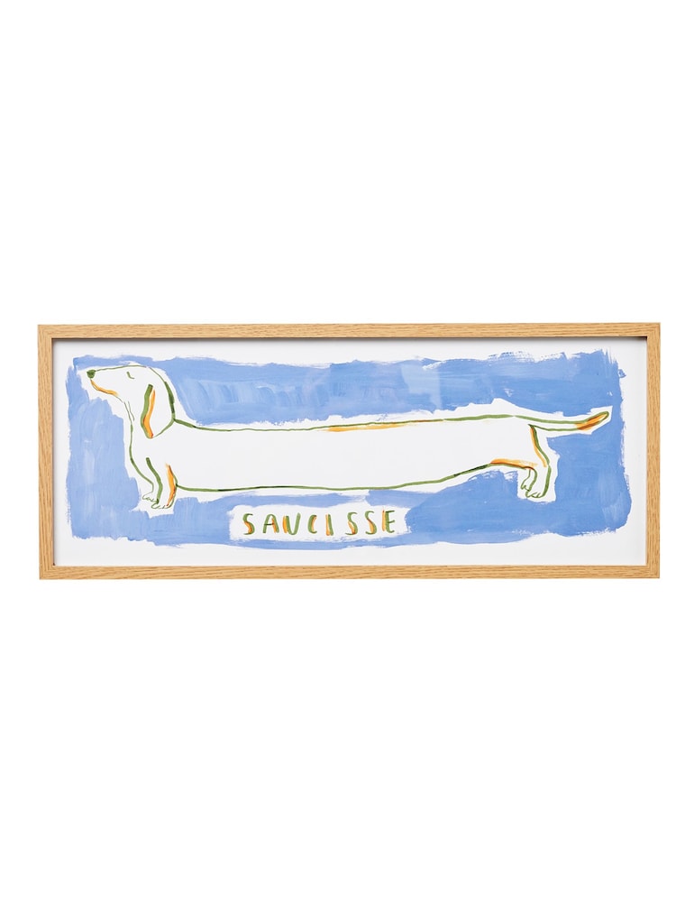 Oliver Bonas Blue Saucisse Dog Framed Wall Art - Image 3 of 3
