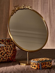 Oliver Bonas Gold Leopard Print Dressing Table Mirror - Image 1 of 4