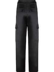 Mint Velvet Black Satin Cargo Trousers - Image 7 of 8