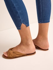 Blue Dark Wash Cropped Denim Jersey Leggings - Image 4 of 5