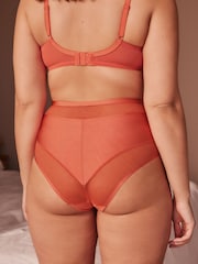 Rust/Cream/Neutral Mesh Trim High Waist High Leg Knickers 3 Pack - Image 5 of 11
