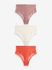 Rust/Cream/Neutral Mesh Trim High Waist High Leg Knickers 3 Pack - Image 7 of 11