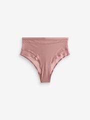 Rust/Cream/Neutral Mesh Trim High Waist High Leg Knickers 3 Pack - Image 8 of 11