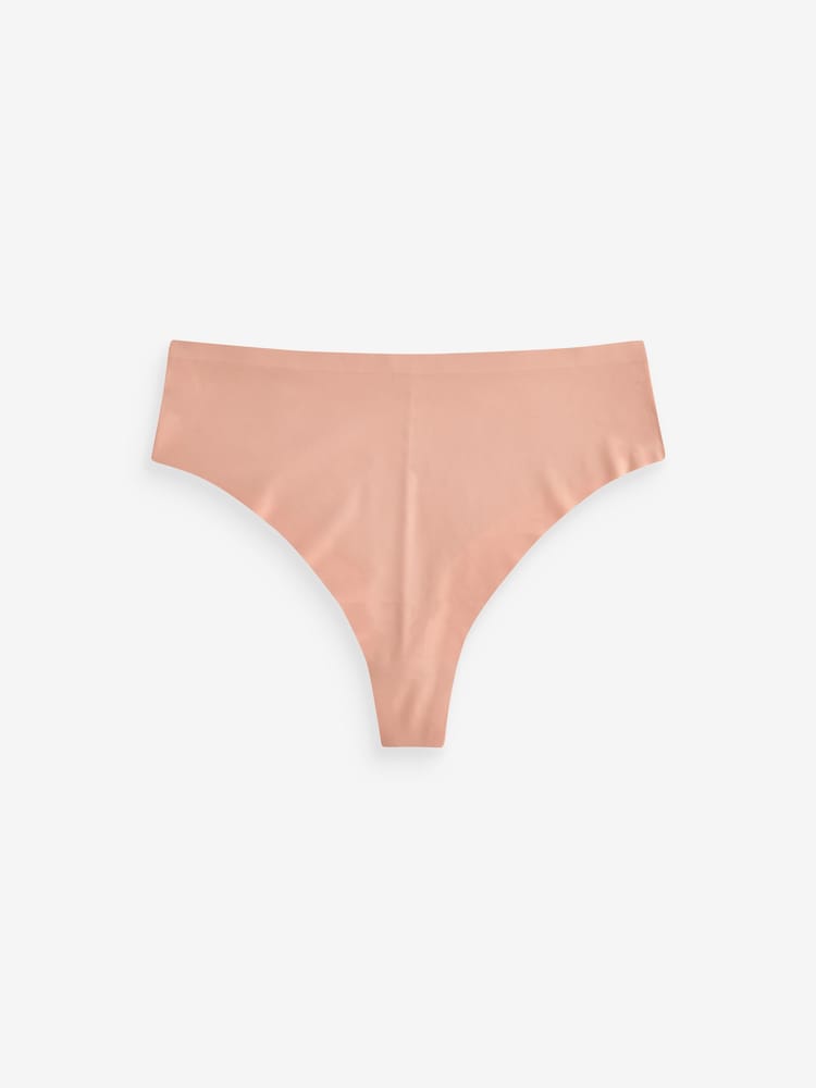 Black/Praline Nude/Chocolate Nude High Waisted Thong No VPL Comfort Knickers 3 Pack - Image 2 of 4