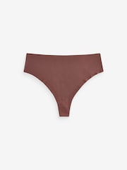 Black/Praline Nude/Chocolate Nude High Waisted Thong No VPL Comfort Knickers 3 Pack - Image 3 of 4