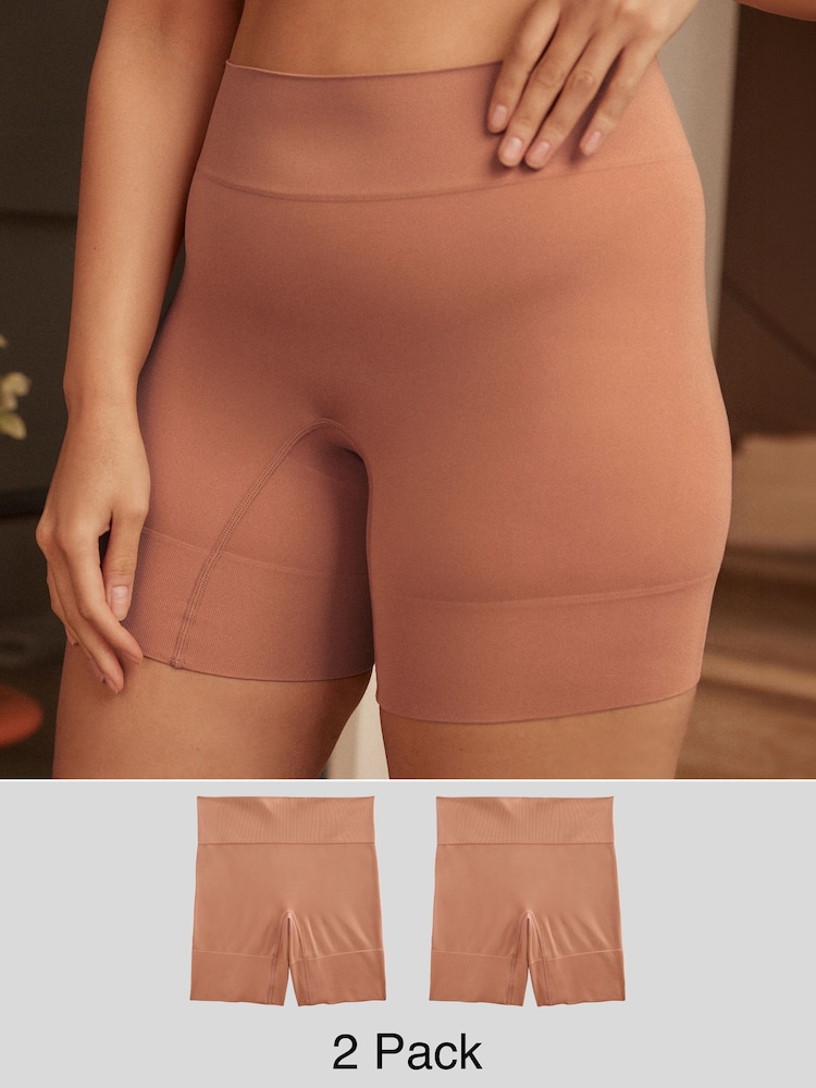 Tan Seamless Smoothing Anti-Chafe Shorts 2 Pack - Image 1 of 8