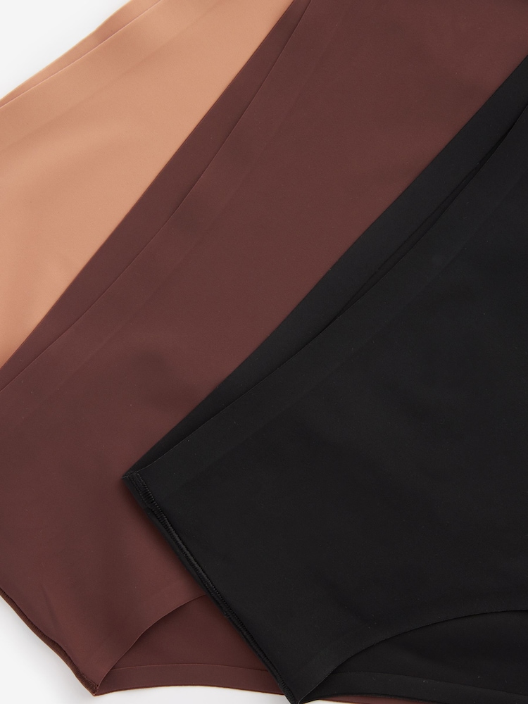 Black/Praline Nude/Chocolate Nude High Rise High Leg No VPL Comfort Knickers 3 Pack - Image 5 of 5