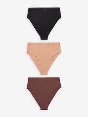 Black/Praline Nude/Chocolate Nude High Rise High Leg No VPL Comfort Knickers 3 Pack - Image 8 of 12
