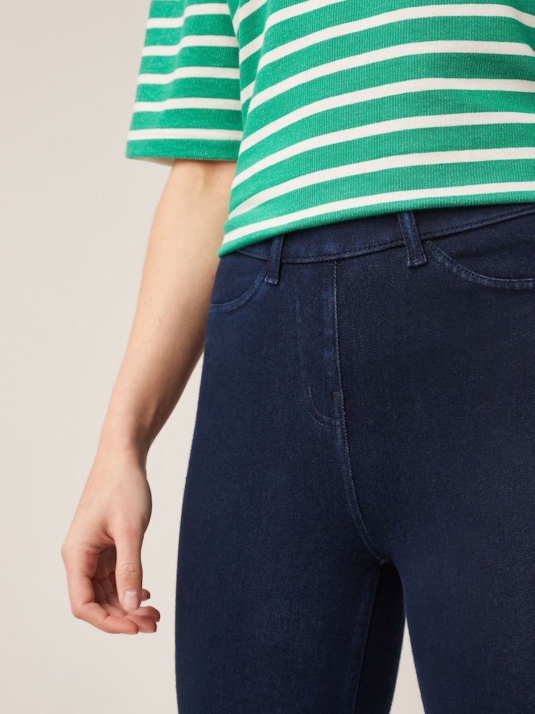 Blaue Rinse-Waschung - Cropped Leggings aus Denim-Jersey - Image 4 of 6