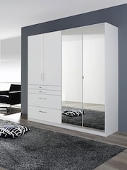 Rauch Alpine White Harburg Wood and Mirror 4 Door Semi Fitted Wardrobe - Image 1 of 4