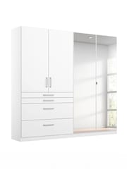 Rauch Alpine White Harburg Wood and Mirror 4 Door Semi Fitted Wardrobe - Image 2 of 4
