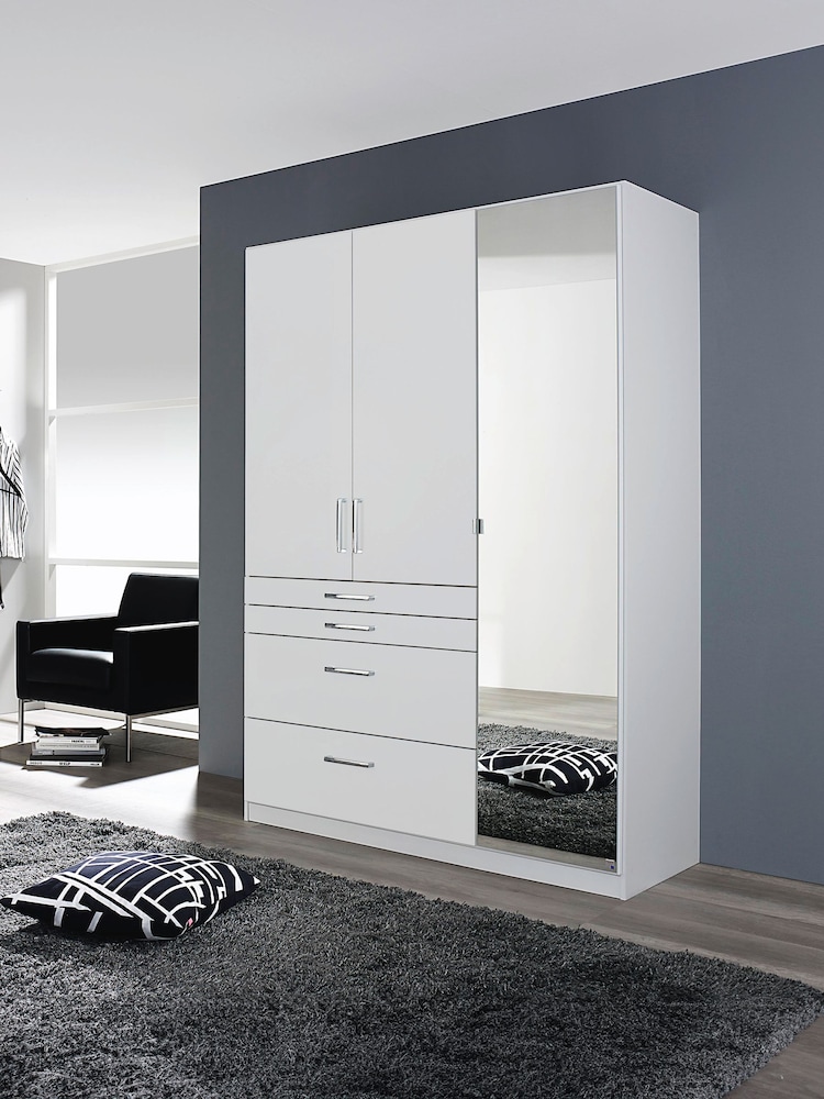 Rauch Alpine White Harburg Wood and Mirror Triple Semi Fitted Wardrobe - Image 1 of 6