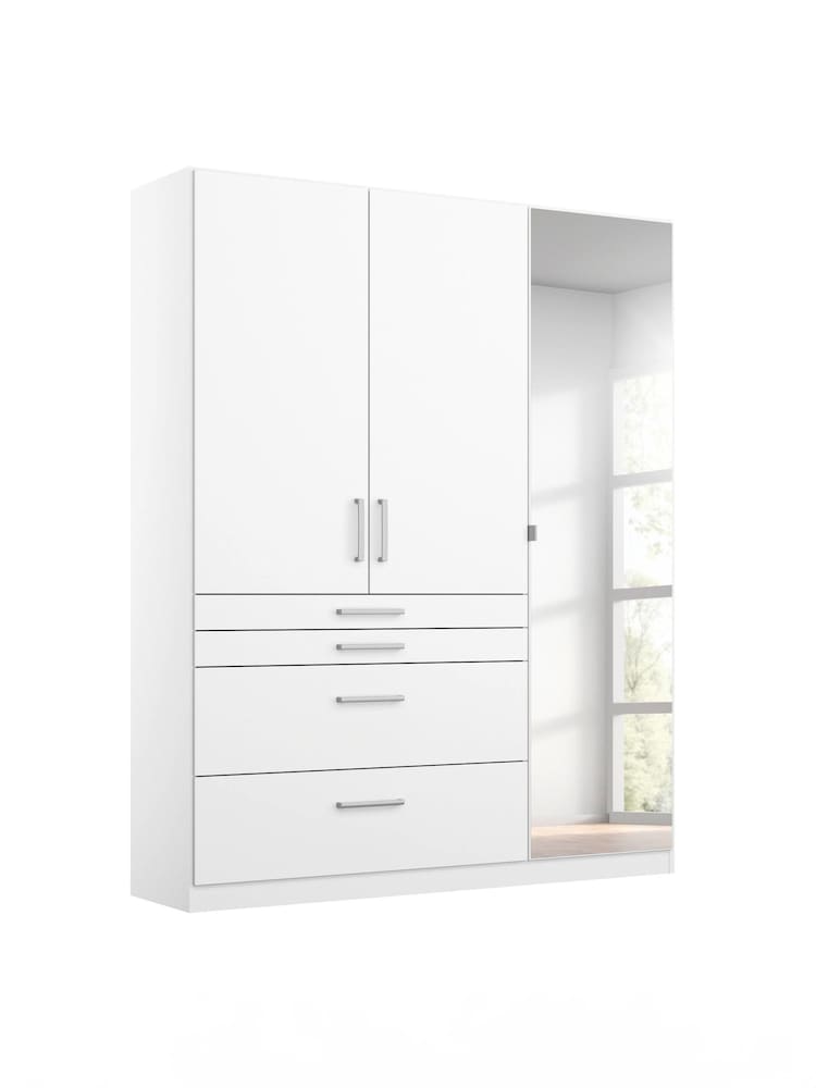 Rauch Alpine White Harburg Wood and Mirror Triple Semi Fitted Wardrobe - Image 2 of 6
