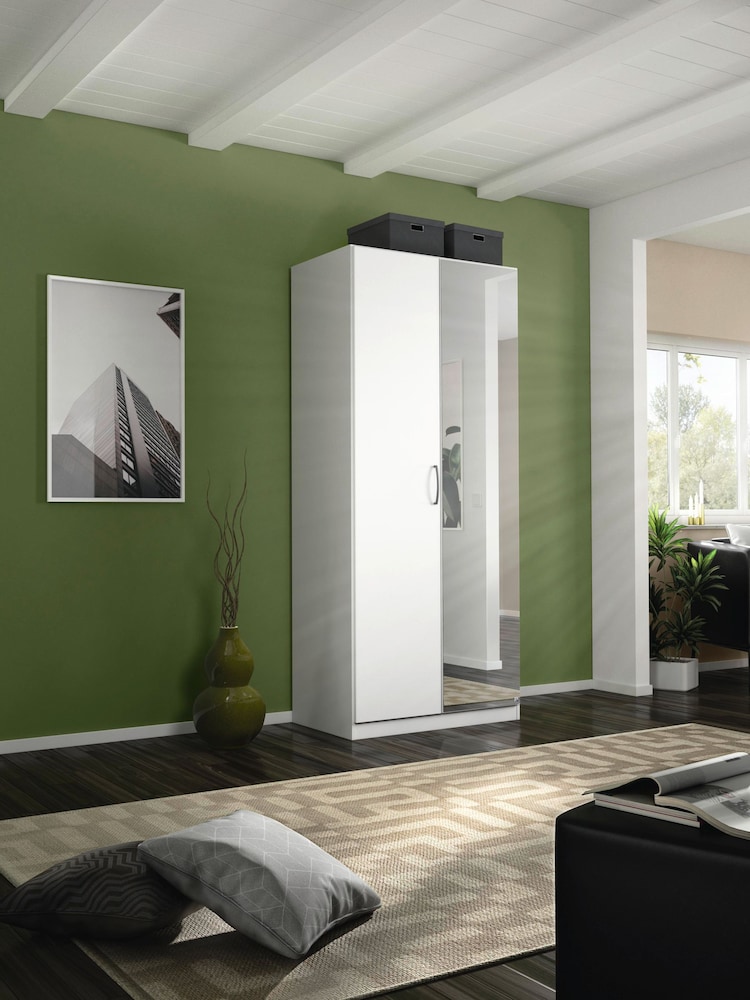 Rauch Alpine White Cameron Wood and Mirror Semi Double Fitted Wardrobe - Image 1 of 4