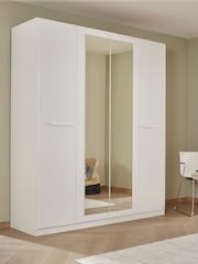 Rauch Alpine White Amodi Wood and Mirror 4 Door Semi Fitted Wardrobe - Image 1 of 6