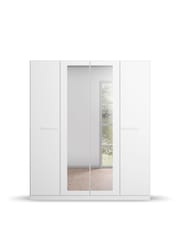 Rauch Alpine White Amodi Wood and Mirror 4 Door Semi Fitted Wardrobe - Image 2 of 6