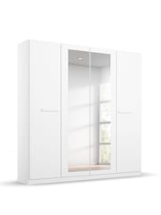 Rauch Alpine White Amodi Wood and Mirror 4 Door Semi Fitted Wardrobe - Image 3 of 6