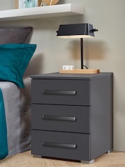 Rauch Metallic Grey Amodi 3 Drawer Bedside Table - Image 1 of 3