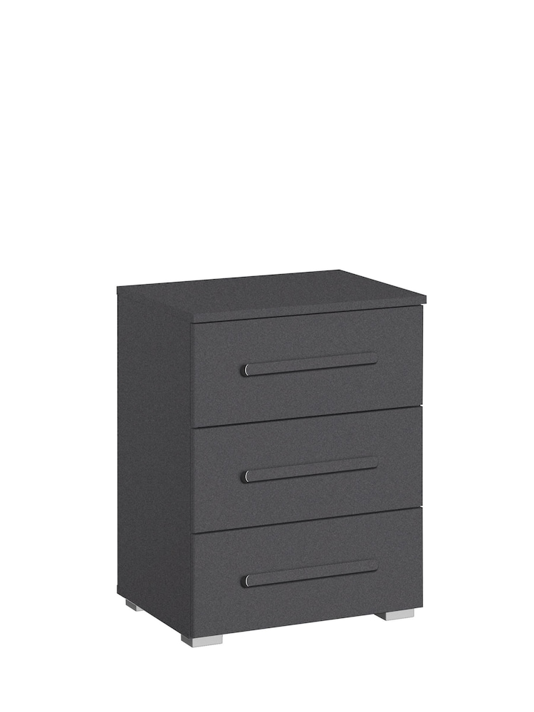 Rauch Metallic Grey Amodi 3 Drawer Bedside Table - Image 2 of 3