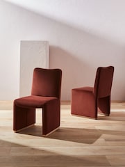 MADE.COM Rust Red Velvet Tova Dining Chair - Image 2 of 6