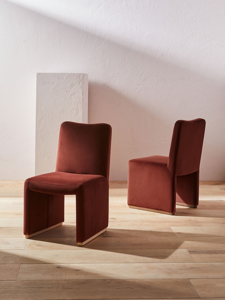 MADE.COM Rust Red Velvet Tova Dining Chair - Image 2 of 6