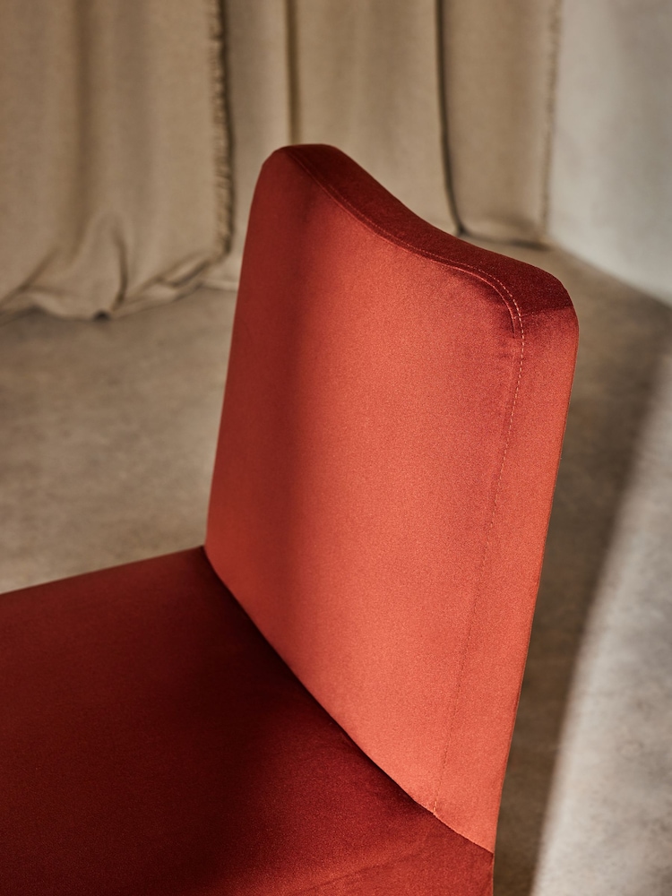 MADE.COM Rust Red Velvet Tova Dining Chair - Image 6 of 6