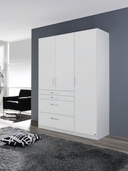 Rauch Alpine White Harburg 136cm Hinged 3 Door 4 Drawer Semi Fitted Wardrobe - Image 1 of 6