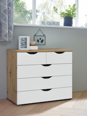 Rauch White/Oak Arnstein Balance Chest of 5 Drawer Drawers - Image 1 of 3
