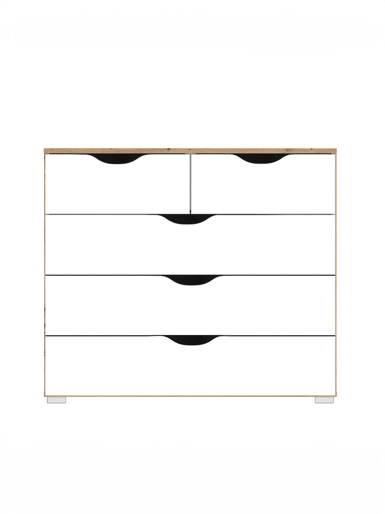 Rauch White/Oak Arnstein Balance Chest of 5 Drawer Drawers - Image 2 of 3
