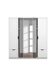 Rauch White/Grey Balance 5 Door 2 Drawer Wood and Mirror Semi Fitted Wardrobe - Image 2 of 6
