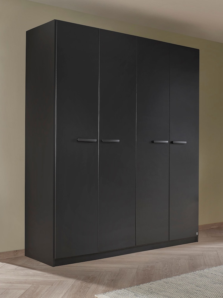 Rauch Metallic Grey Amodi Wood 4 Door Semi Fitted Wardrobe - Image 1 of 6