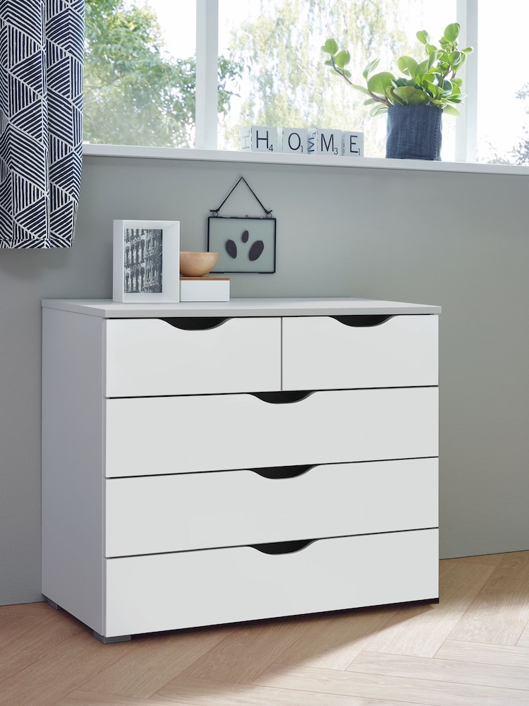 Rauch White/Grey Arnstein Balance Chest of 5 Drawer Drawers - Image 1 of 3
