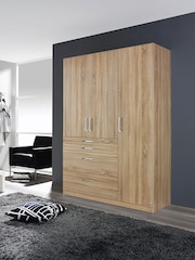 Rauch Sonoma Oak Harburg 136cm Hinged 3 Door 4 Drawer Semi Fitted Wardrobe - Image 1 of 6