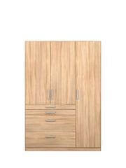 Rauch Sonoma Oak Harburg 136cm Hinged 3 Door 4 Drawer Semi Fitted Wardrobe - Image 2 of 6