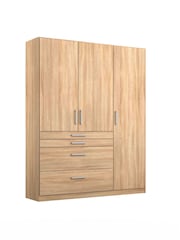 Rauch Sonoma Oak Harburg 136cm Hinged 3 Door 4 Drawer Semi Fitted Wardrobe - Image 3 of 6