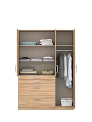 Rauch Sonoma Oak Harburg 136cm Hinged 3 Door 4 Drawer Semi Fitted Wardrobe - Image 4 of 6