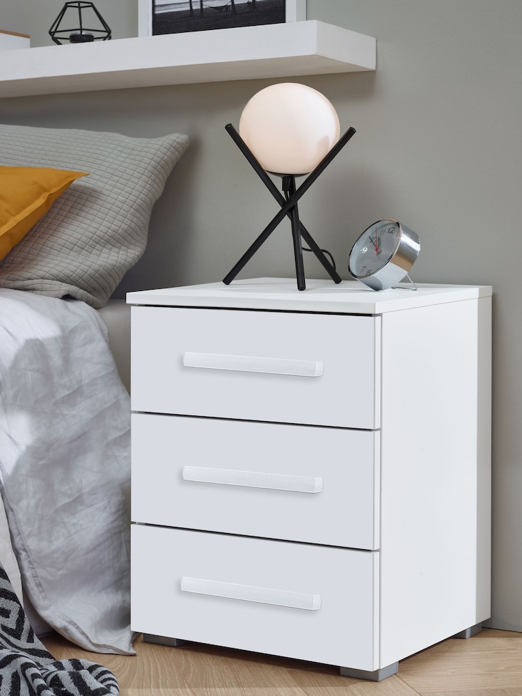 Rauch Alpine White Amodi 3 Drawer Bedside Table - Image 1 of 3