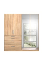 Rauch Sonoma Oak Harburg Wood and Mirror 4 Door Semi Fitted Wardrobe - Image 2 of 6