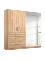 Rauch Sonoma Oak Harburg Wood and Mirror 4 Door Semi Fitted Wardrobe - Image 3 of 6